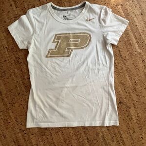 Purdue Nike Gold Glitter 'P' Short Sleeve Tee